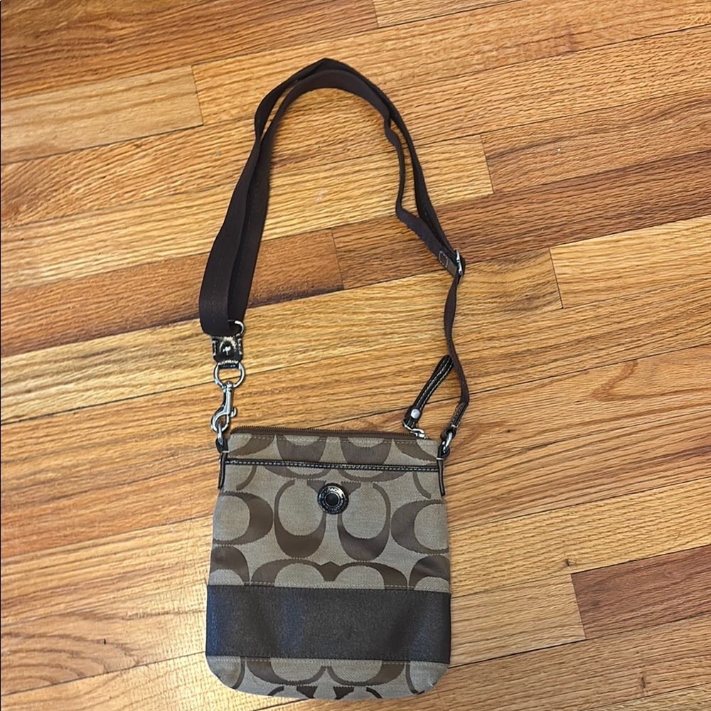 Brown and Tan Coach Crossbody Bag